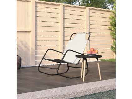 Houpací lehátko ocel a textilen [318126] (Barva Krémová)