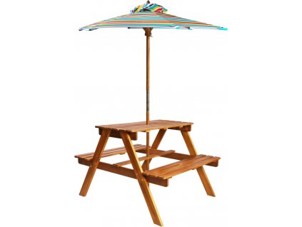 Dětský piknikový stůl se slunečníkem 79x90x60 cm masivní akácie [43990]