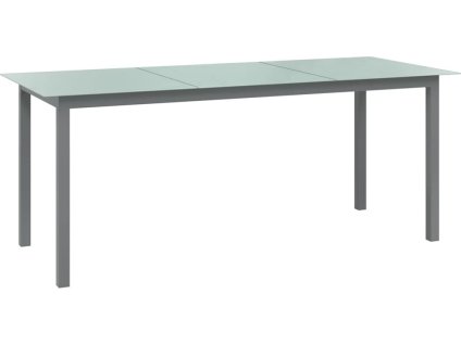 Zahradní stůl 190 x 90 x 74 cm hliník a sklo [312205] (Barva Světle šedá)