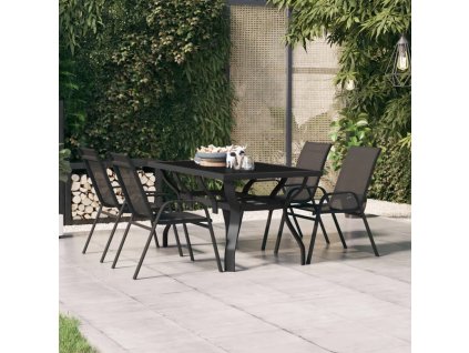 Zahradní stůl 140 x 70 x 70 cm ocel a sklo [318768] (Barva Černá)