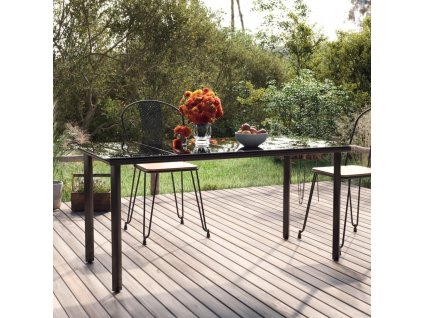 Zahradní jídelní stůl černý 160x80x74 cm ocel a tvrzené sklo [319283]