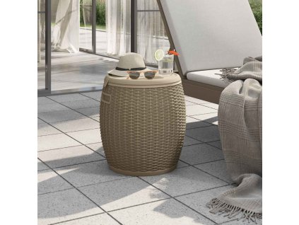 Zahradní úložný box 4 v 1 polypropylen [364156] (Barva Světle hnědá)