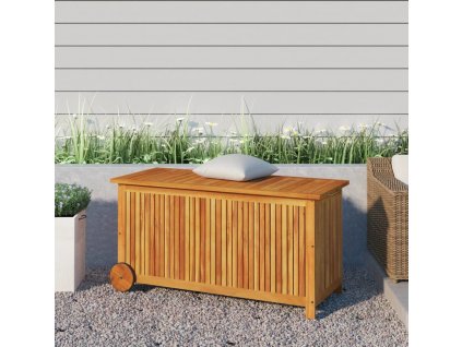 Zahradní úložný box s kolečky 113 x 50 x 58 cm masivní akácie [319712]