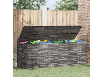 Zahradní úložný box PE ratan 291 x 100,5 x 104 cm [317237] (Barva Šedá)