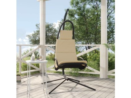 Zahradní houpací křeslo s poduškou oxford a ocel [362727] (Barva Krémová)