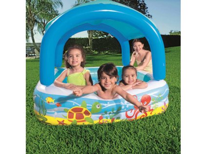 Dětský bazének se stříškou modrý 140 x 140 x 114 cm 52192 [3202424]