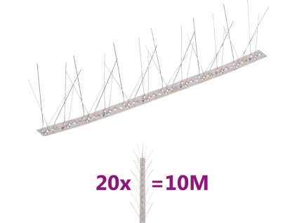 5řadové nerezové hroty proti ptákům a holubům sada 20 ks 10 m [149133]