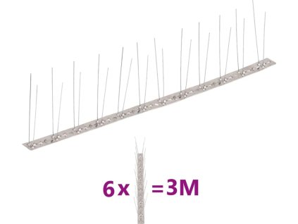 2řadové nerezové hroty proti ptákům a holubům sada 6 ks 3 m [170234]