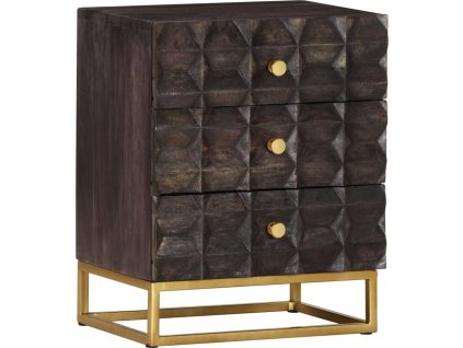 Noční stolek černý 40 x 30 x 50 cm masivní mangovníkové dřevo [320813]