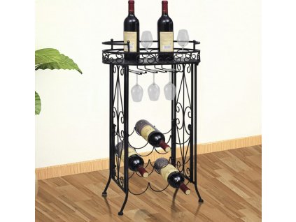 Stojan na víno se stojanem na sklenice na 9 lahví kov [240940]
