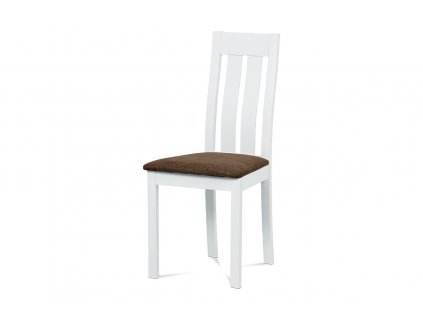 Jídelní židle SONA, masiv bílá, látkový hnědý potah