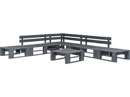 6dílná zahradní sedací souprava z palet dřevo [276318] (Barva Šedá)