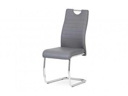 Jídelní židle PULA, koženka šedá/chrom