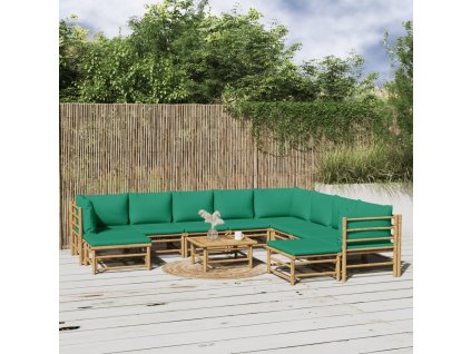 11dílná zahradní sedací souprava s poduškami bambus [3155161]