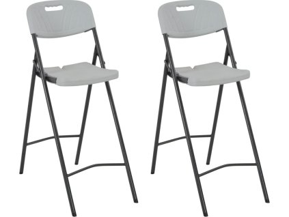 Skládací barové židle 2 ks HDPE a ocel bílé [44561]