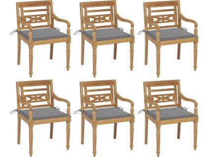 Židle Batavia s poduškami 6 ks masivní teakové dřevo [3073323]