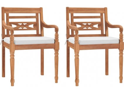 Židle Batavia 2 ks s běleným povrchem masivní teakové dřevo [43056]