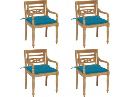 Židle Batavia 4 ks s poduškami masivní teakové dřevo [3073314]