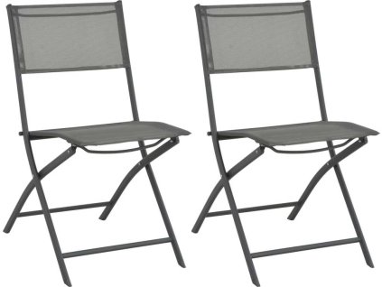 Skládací venkovní židle 2 ks ocel a textilen [44710] (Barva Šedá)