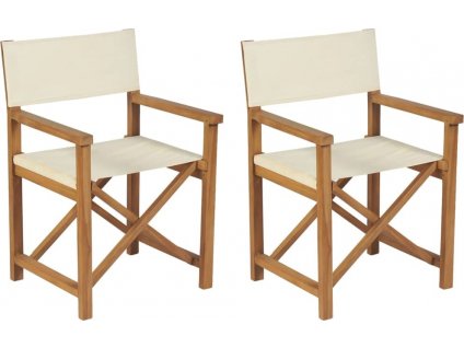 Skládací režisérské židle 2 ks masivní teakové dřevo [360087]