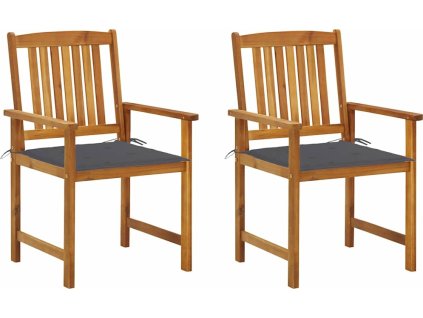 Zahradní židle s poduškami 2 ks masivní akáciové dřevo [3061167] (Barva Antracitová)