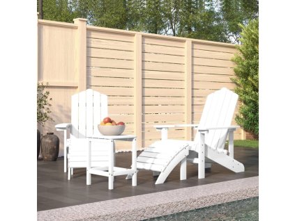 Zahradní křesla Adirondack + podnožka a stolek HDPE [3095712] (Barva Bílá)