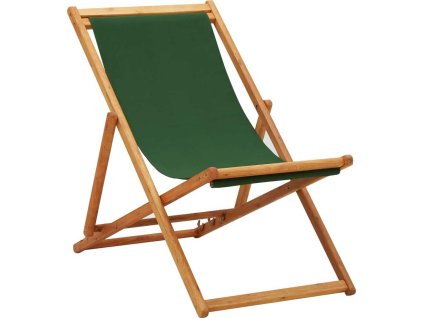 Skládací plážové křeslo eukalyptové dřevo a textil [310315] (Barva Zelená)