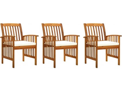 Zahradní jídelní židle 3 ks s poduškami masivní akáciové dřevo [312129]