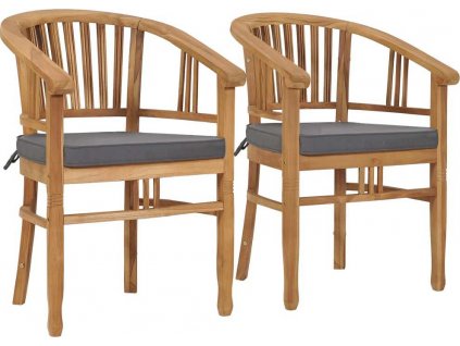 Zahradní židle s poduškami 2 ks masivní teakové dřevo [49431]