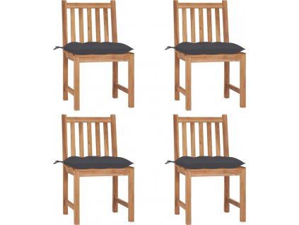 Zahradní židle 4 ks s poduškami masivní teak [3073103]