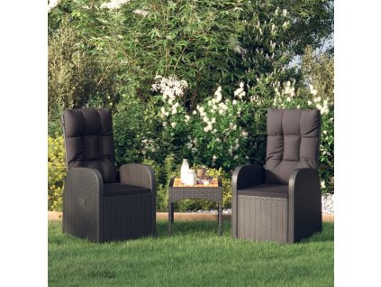 Polohovatelné zahradní židle 2 ks s poduškami polyratan černé [46065]