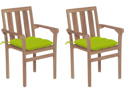 Zahradní židle 2 ks podušky masivní teakové dřevo [3062234]