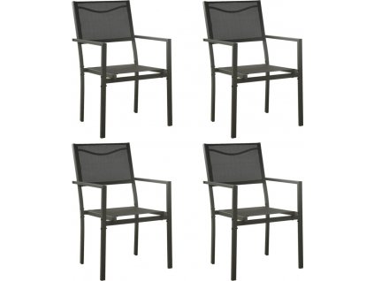 Zahradní židle 4 ks textilen a ocel černé a antracitové [313078]