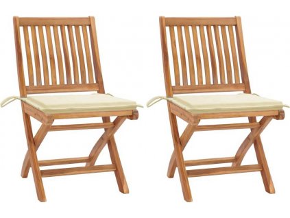 Zahradní židle 2 ks podušky masivní teakové dřevo [3062435]