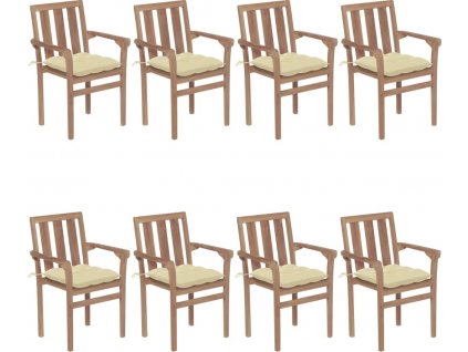 Stohovatelné zahradní židle s poduškami 8 ks masivní teak [3073450]