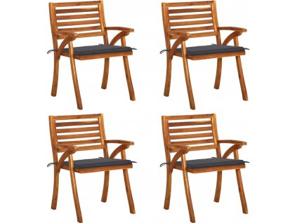 Zahradní židle s poduškami 4 ks masivní akáciové dřevo [3075174]