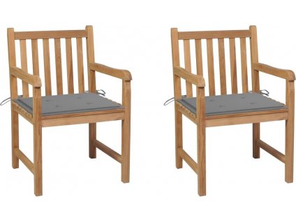 Zahradní židle 2 ks podušky masivní teakové dřevo [3062731]