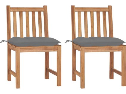 Zahradní židle s poduškami 2 ks masivní teak [3062932] (Barva Šedá)