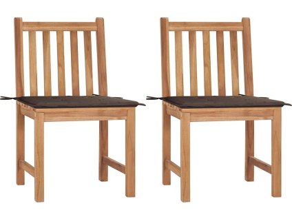 Zahradní židle 2 ks s poduškami masivní teakové dřevo [3062924] (Barva Taupe)