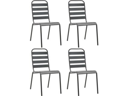 Zahradní židle 4 ks laťkové provedení ocel tmavě šedé [310155] (Barva Tmavě šedá)