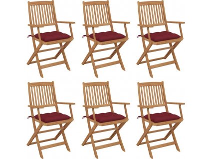 Skládací zahradní židle s poduškami 6 ks masivní akácie [3074964]