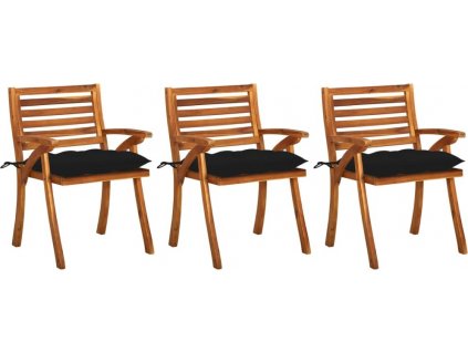 Zahradní jídelní židle s poduškami 3 ks masivní akáciové dřevo [3060847]