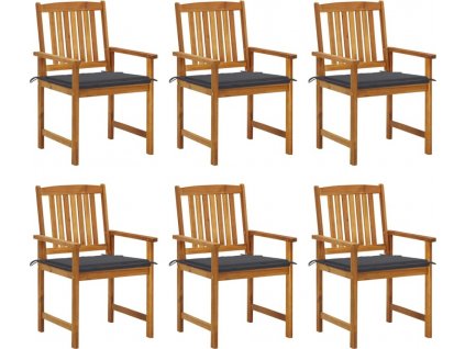 Zahradní židle s poduškami 6 ks masivní akáciové dřevo [3078158]