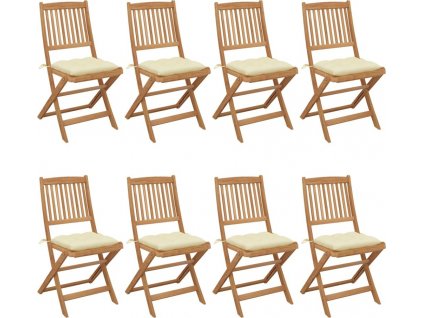 Skládací zahradní židle s poduškami 8 ks masivní akácie [3075038]