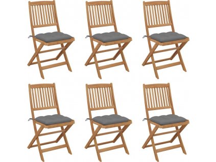 Skládací zahradní židle s poduškami 6 ks masivní akácie [3075010]