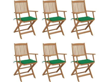 Skládací zahradní židle s poduškami 6 ks masivní akácie [3074945]