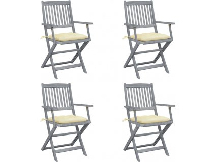 Skládací zahradní židle s poduškami 4 ks masivní akáciové dřevo [3064526]