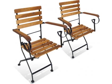 Skládací zahradní židle 2 ks ocel a masivní akácie [43735]
