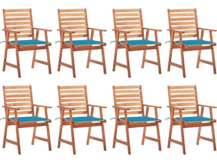 Zahradní jídelní židle 8 ks s poduškami masivní akáciové dřevo [3078378]