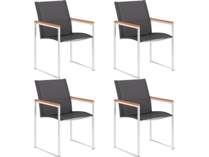 Zahradní židle 4 ks textilen a nerezová ocel šedé [46496]